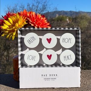 NEW Rae Dunn Love, Faith, Hope & Peace ❤️ Drawer Knobs Set of 6